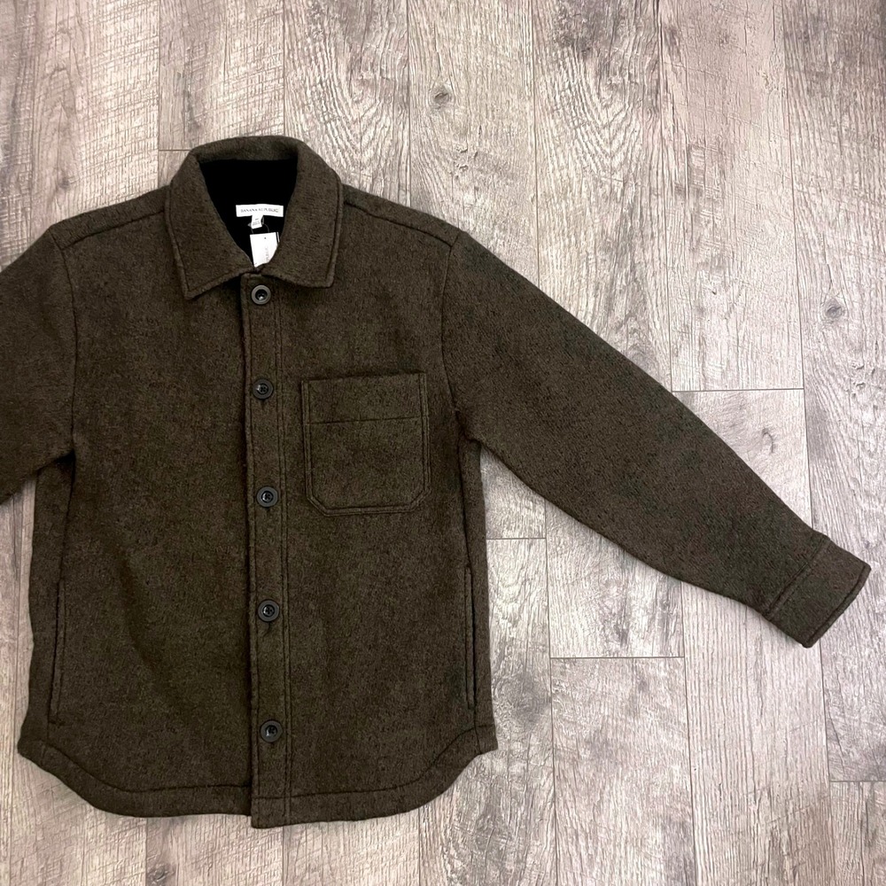 Banana Republic Mens 100% Wool Shirt Jacket Olive Green Shacket Medium NWT - Picture 3 of 9